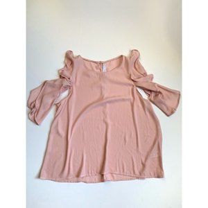 Lush Size S cold shoulder blouse pink flowy arms